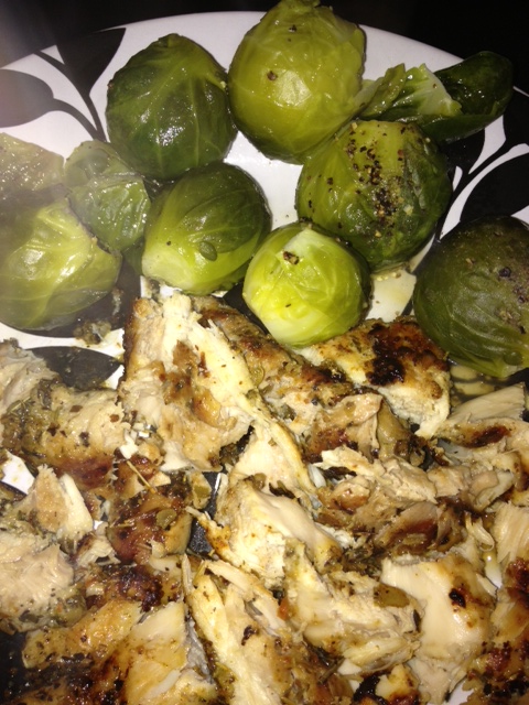 Grilled Chicken thighs and brussel sprouts